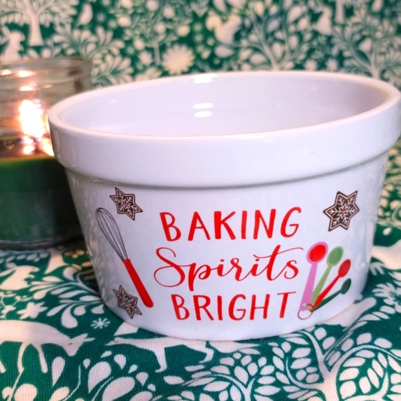 Royal Norfolk Other - 2/$15 NEW 🦌🎄 "Baking Spirits Bright" Ceramic Bowl or Holiday Baking Ramekin